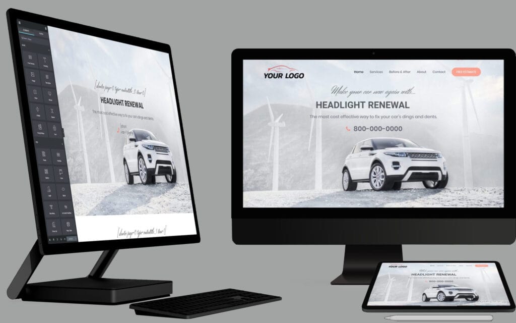 The Auto Recon sites image showing how a template site will look like on multiple screens.