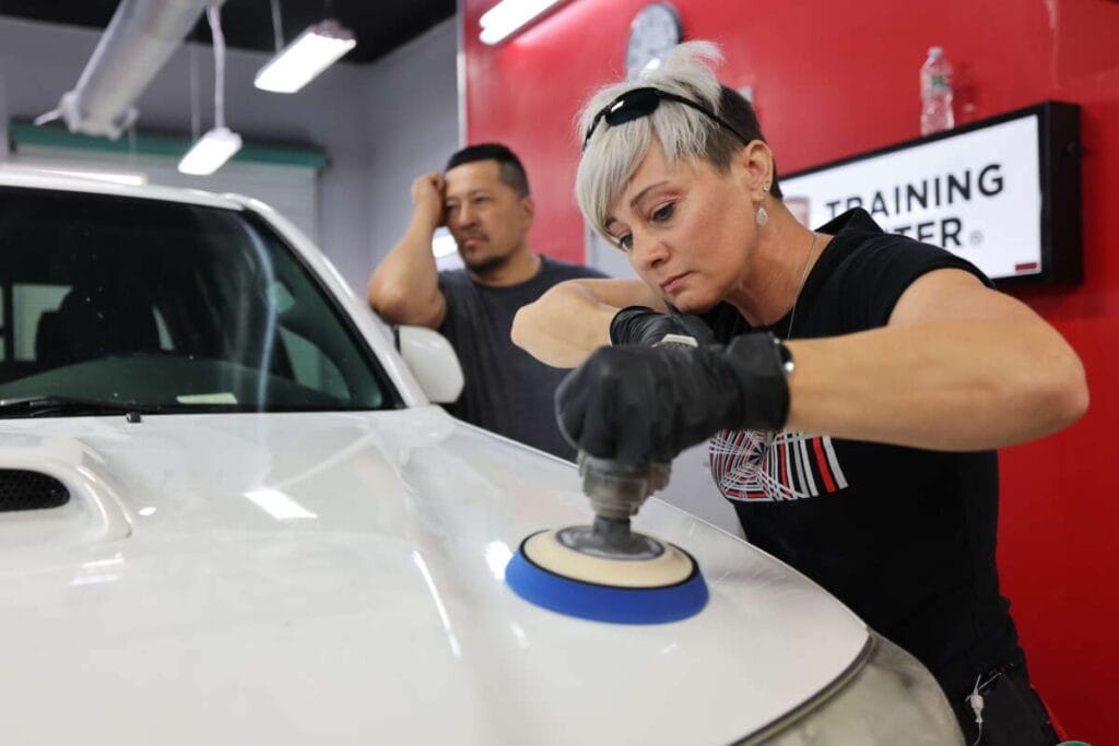 Student taking Paint Correction Training Course