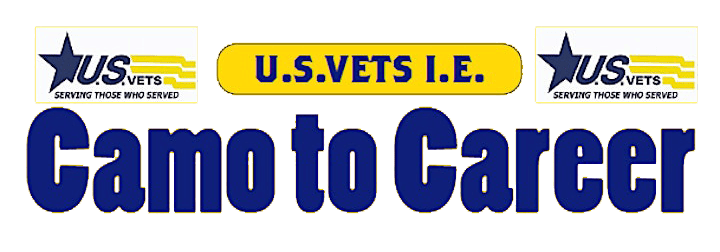 Logo for U.S. Vets Inland Empire's "Camo to Careers" program, emphasizing support for military veterans transitioning to civilian jobs.